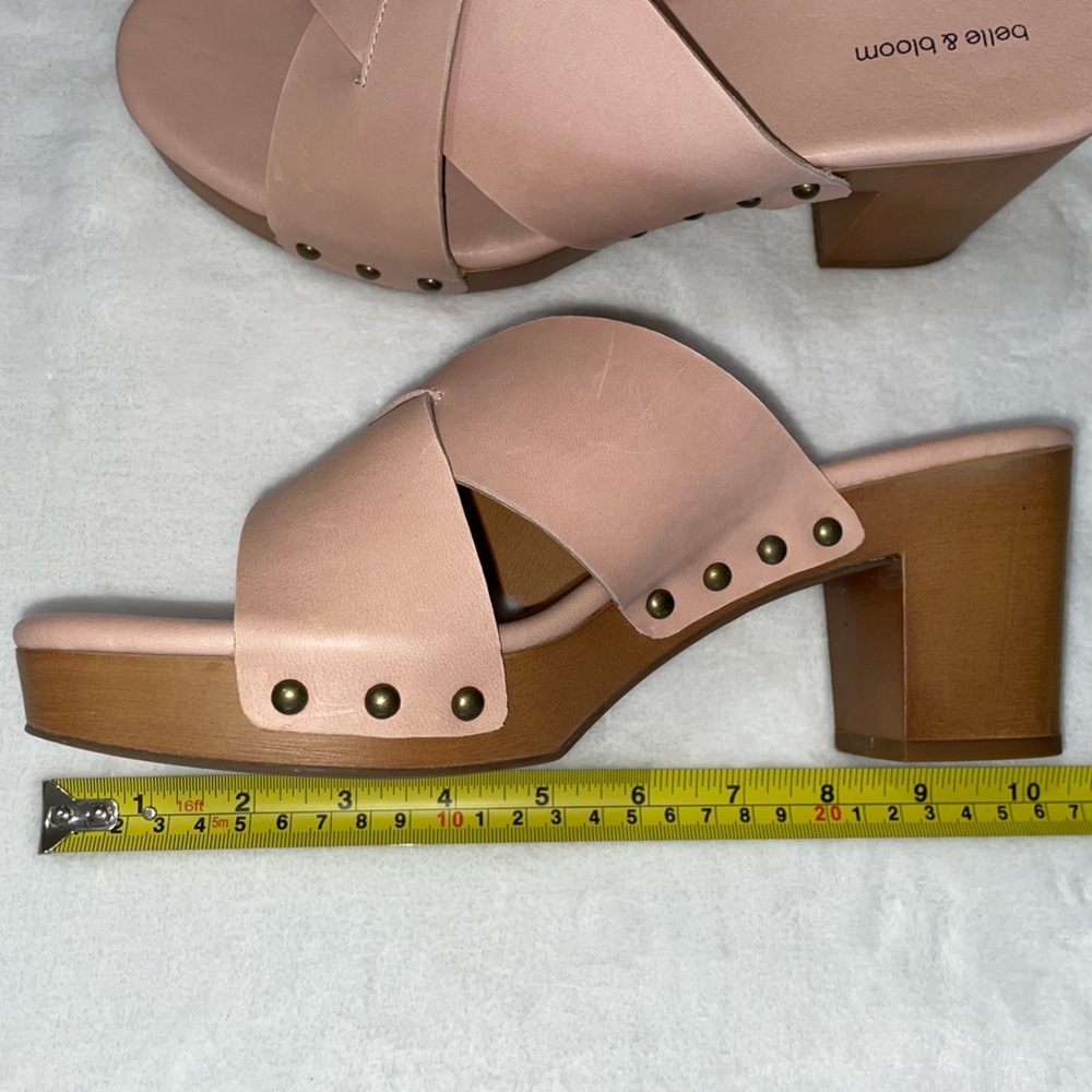 BNWT $200 Sz 9 Blush Pink Mule Belle & Bloom Wedge Heeled Sandal Clog​ - Picture 5 of 8